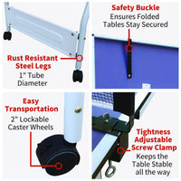 9 Ft. Mid Size Foldable Table Tennis Table Set with Net, 2 Table Tennis Paddles and 3 Balls