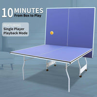 9 Ft. Mid Size Foldable Table Tennis Table Set with Net, 2 Table Tennis Paddles and 3 Balls