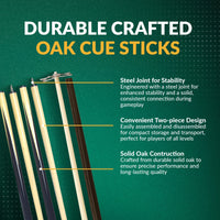 Pool Table Billiard Accessory Kit with Cues, Rack, Chalk, Brush