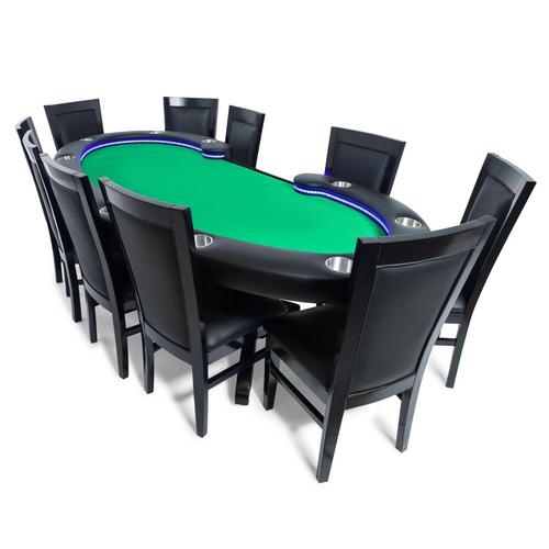BBO® Lumen HD LED 11-Person Poker Table with Dining Top – Premium Game Room Table