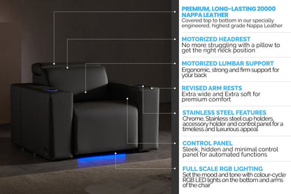 Valencia Barcelona Grand Italian Leather Home Theater Seating