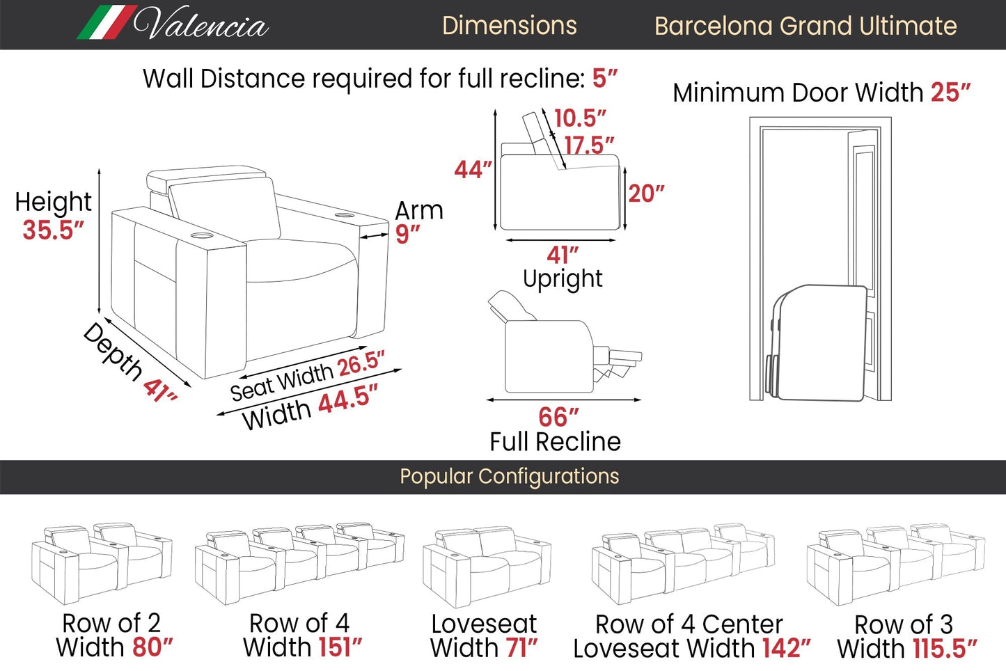 Valencia Barcelona Grand Ultimate Italian Leather Theater Seating – 2025 Edition