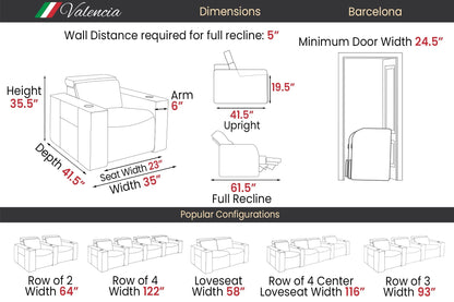 Valencia Barcelona Italian Leather Home Theater Seating