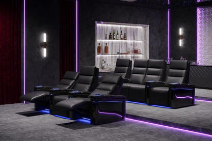 Valencia 2025 New Monza Leather Home Theater Seating Row of 3