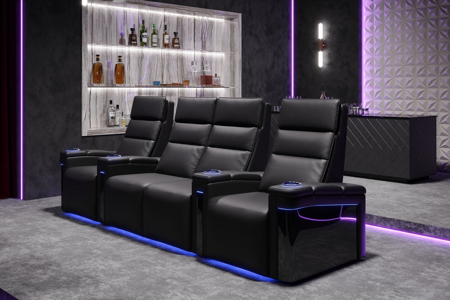 Valencia 2025 New Monza Leather Home Theater Seating Row of 5