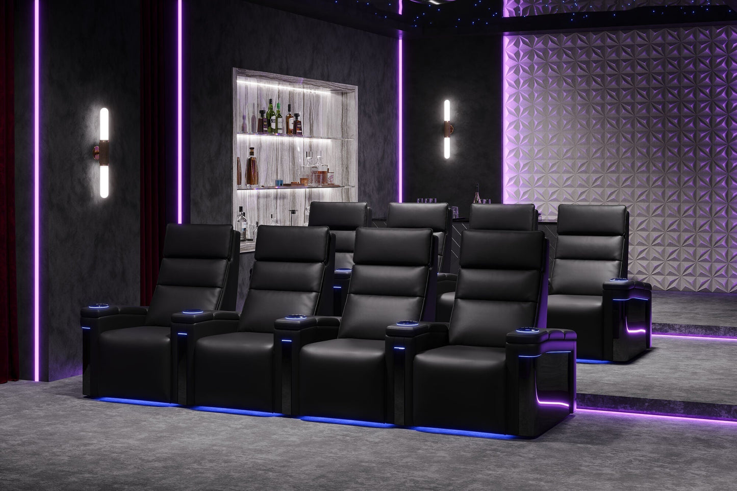 Valencia 2025 New Monza Leather Home Theater Seating Row of 3