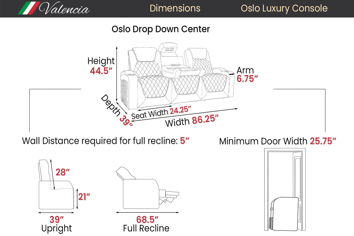 Valencia Oslo Luxury Console Home Theater Seating
