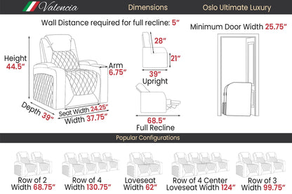 Valencia Oslo Ultimate 20K Italian Semi-Aniline Leather Theater Seating