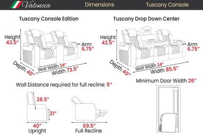 Valencia Tuscany Heat & Massage Console Theater Seating (2025 Edition)