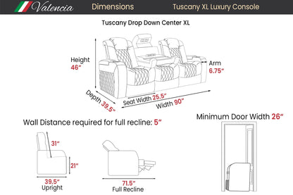 Valencia Tuscany XL Luxury Console Theater Seating