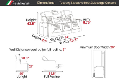Valencia Tuscany Executive Console Theater Seating – Heat &amp; Massage (2025 Edition)