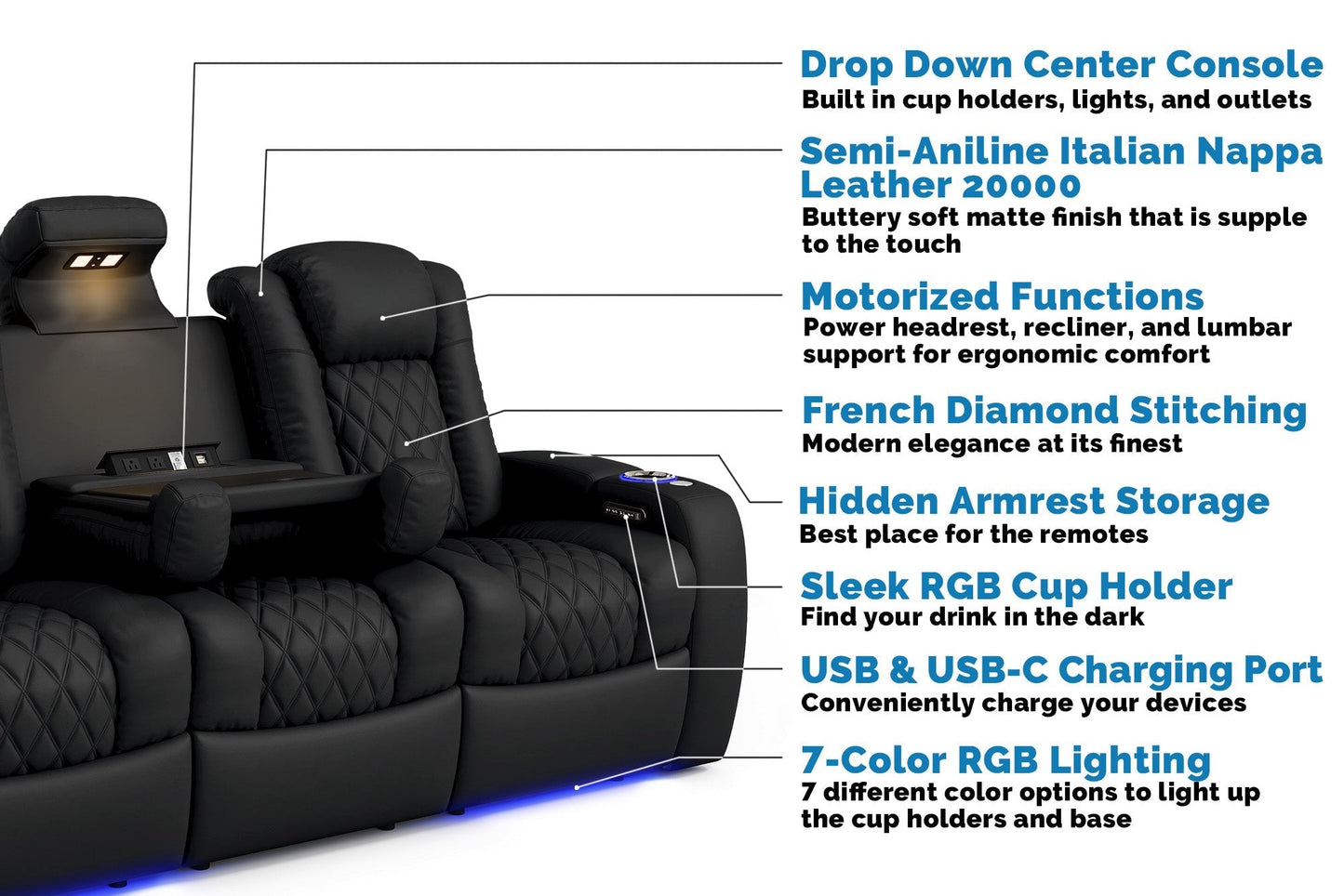 Valencia Tuscany XL Luxury Console Theater Seating