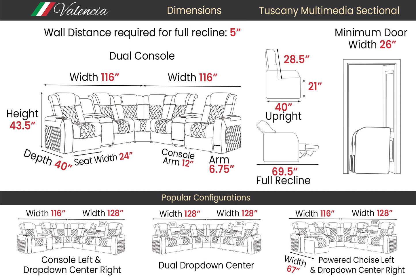 Valencia Tuscany Multimedia Sectional