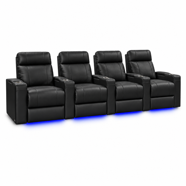 Valencia Piacenza Luxury Leather Home Theater Seating Row of 4