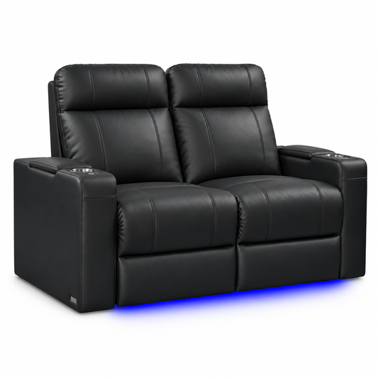 Valencia Piacenza Luxury Leather Home Theater Seating Row of 2 Loveseat