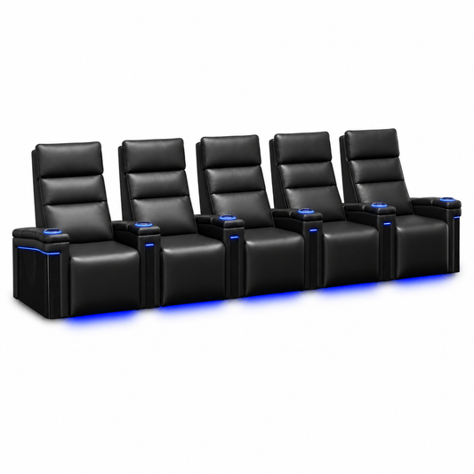 Valencia 2025 New Monza Leather Home Theater Seating Row of 5