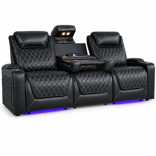 Valencia Oslo XL Console Luxury Italian Leather Theater Seating