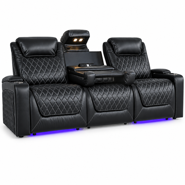 Valencia Oslo XL Console Luxury Italian Leather Theater Seating