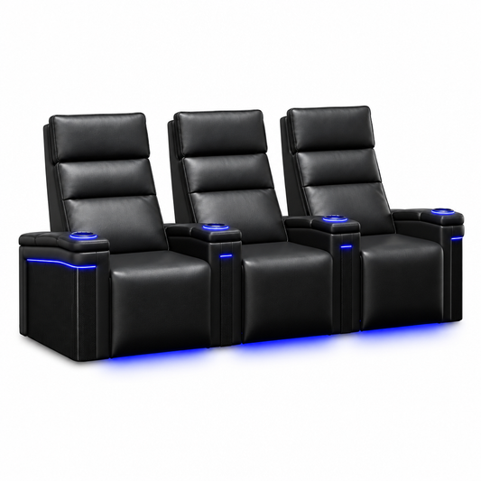 Valencia 2025 New Monza Leather Home Theater Seating Row of 3