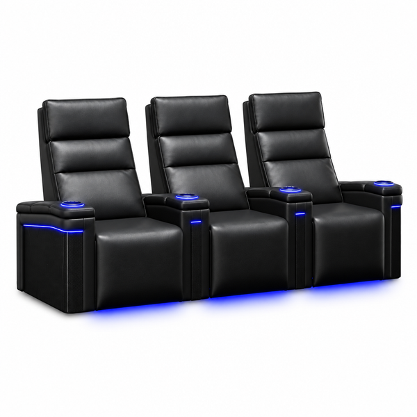 Valencia 2025 New Monza Leather Home Theater Seating Row of 3