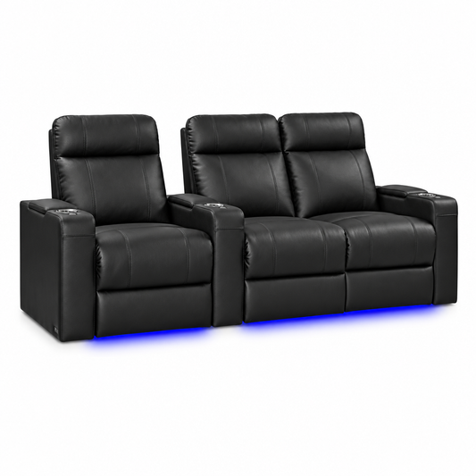 Valencia Piacenza Luxury Leather Home Theater Seating Row of 3 Loveseat (Right)