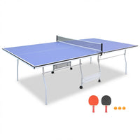 9 Ft. Mid Size Foldable Table Tennis Table Set with Net, 2 Table Tennis Paddles and 3 Balls — Studio Shot